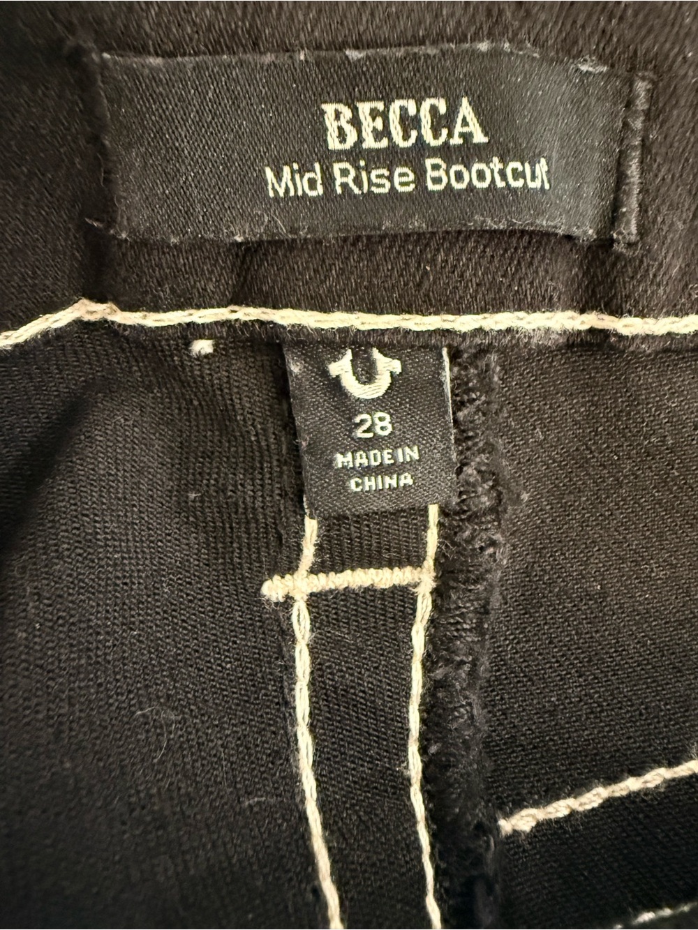 True Religion Black Flared Jeans with Contrast Stitching - Picture 4 of 8